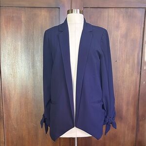 Navy Longline Blazer with Bow Wrist Details M